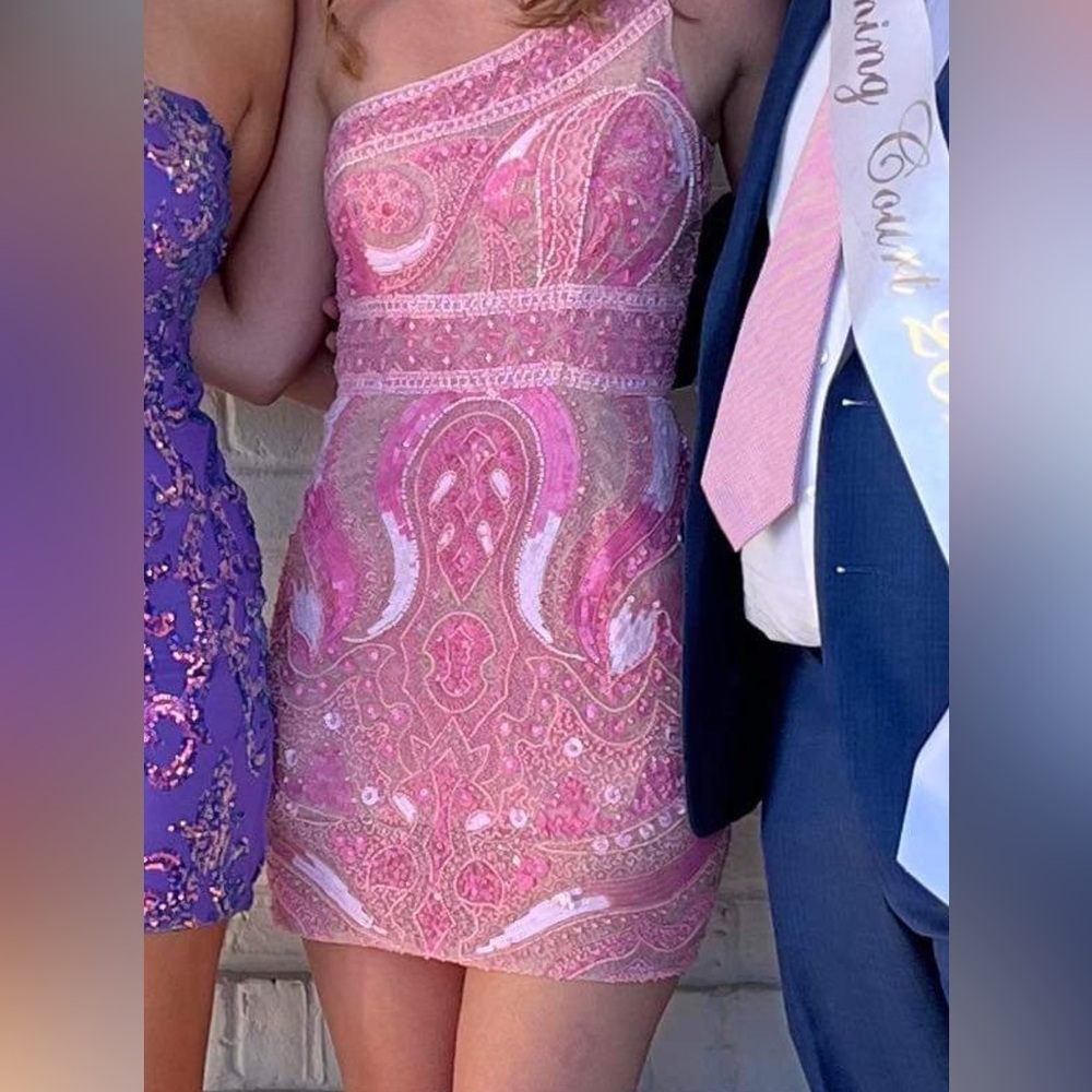 Pink beaded homecoming dress - Picture 2 of 5